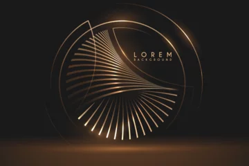 Gordijnen Abstract circle golden lines background © d1sk