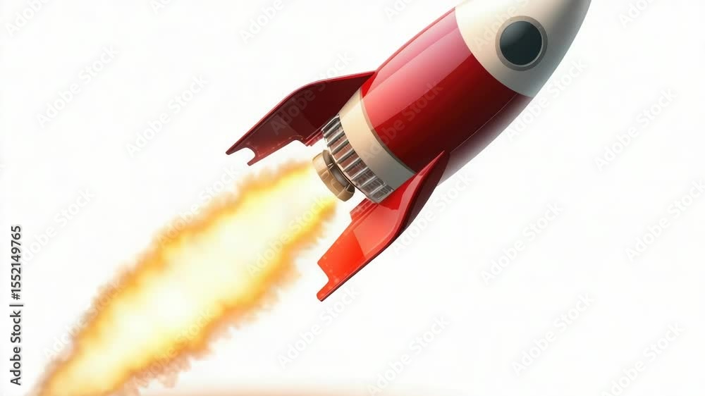 Aufkleber a high-speed rocket soaring through the sky, with flames and smoke trailing behind it