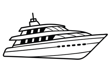 Obraz premium Detailed Outline Illustration of a Modern Luxury Yacht, Boat, and Vessel Design