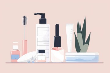 Minimalist skincare routine with botanical elements