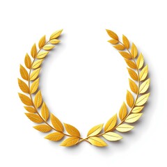 A Detailed 3D Gold Laurel Wreath Isolated on White