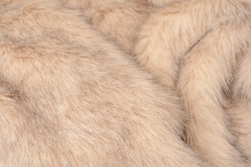 Texture of faux fur as a background, top view.