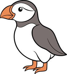 Puffin Bird Minimal Line Drawing Design