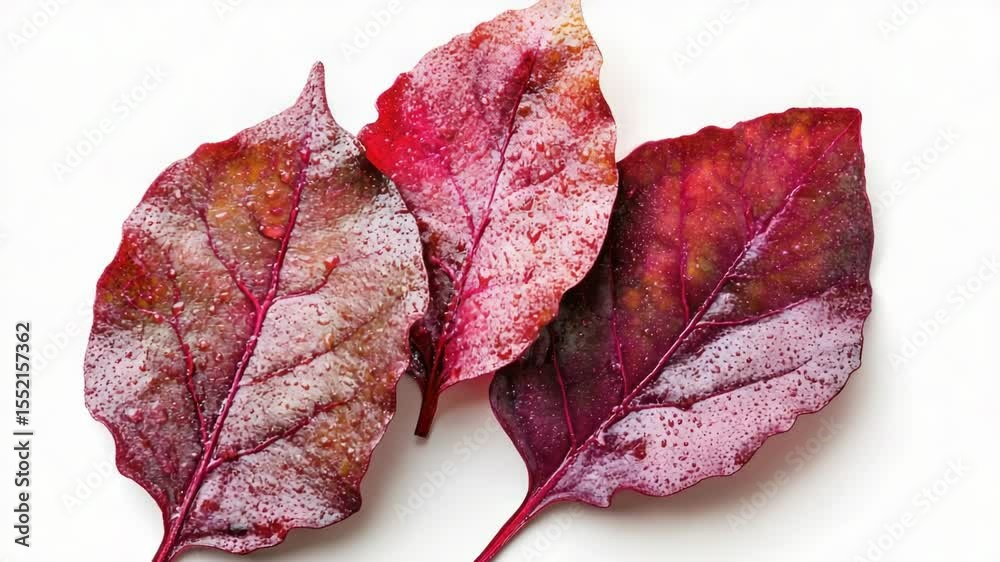 Poster a pair of red leaves sits atop a white surface, creating a visually appealing contrast