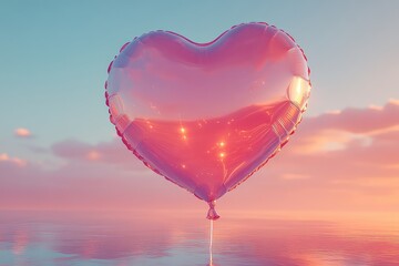 Fototapeta premium A single heart balloon against a soft gradient background, perfect for Valentine's Day promotions