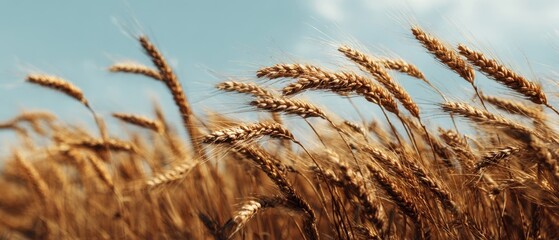 The Golden Wheat Field Bathed in Warm Summer Sunlight