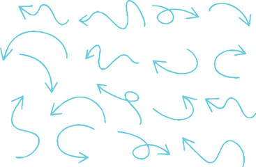Hand-drawn arrow icon set. A collection of curved