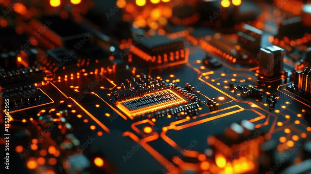 Poster High-quality image of a computer motherboard from the top down