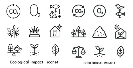 Climate change line icons set – outline, ecological, environmental symbols