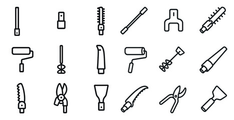 Fototapeta premium Home renovation tools line icons set – outline, repair, diy symbols