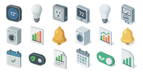 Smart home device isometric icons set – 3d, automation, technology symbols