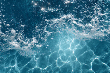 Crystal-clear water with captivating light reflections, shimmering, showcasing the beauty and purity of nature's liquid embrace.