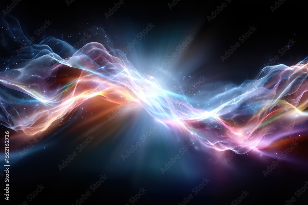 Poster colorful light waves creating an abstract pattern in a cosmic setting