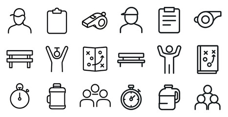 Sports and fitness line icons set – outline, exercise, health and training symbols