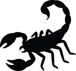 Silhouette Scorpion arachnid with segmented tail and pincers Vector Illustration