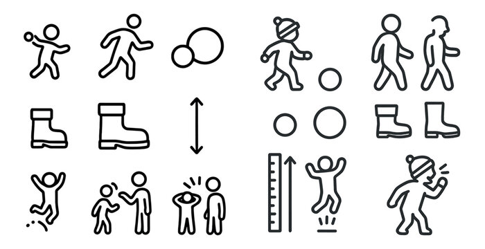 Winter sports line icons set – linear, outline, ski and snowboarding symbols
