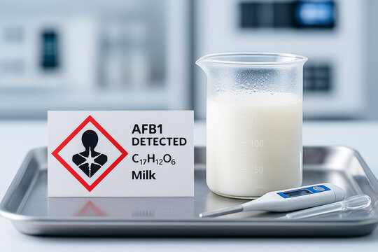 AFB1 Detected in Milk a Food Toxicology Assessment of Mycotoxin Carry-Over in a Liquid Dairy Matrix with a GHS08 Health Hazard Warning and Laboratory Equipment for Analysis