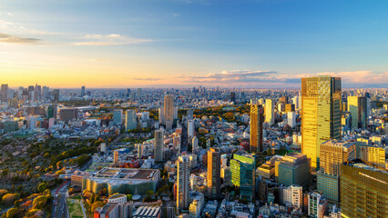 Aerial  view of Downtown Tokyo a