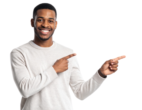 Firefly_Jovem apontando para o lado com as mãos em fundo transparente 