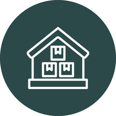 Warehouse Vector Line Icon Design