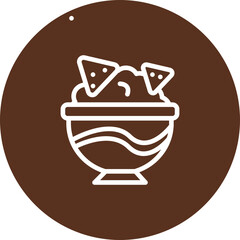 Guacamole Bowl Vector Line Icon Design