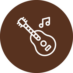 Mexican Guitarist Vector Line Icon Design