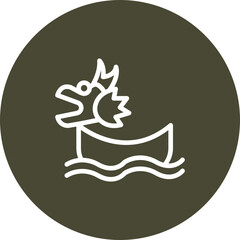 Dragon Boat Vector Line Icon Design