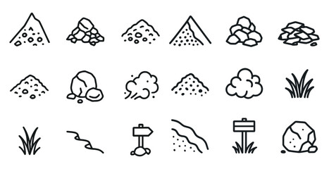 Natural elements line icons set – simple, outline, earth and environment symbols