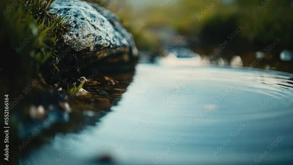 Aufkleber a single water droplet falls into a pool or lake, creating ripples and disturbance