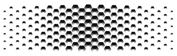 Abstract black and white geometric background pattern. Hexagon pattern with gradation. Halftone hexagon retro simple pattern. 3D Honeycomb
