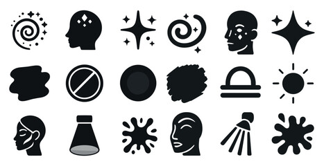 Beauty and spa silhouette icons set – personal care, wellness, holistic symbols
