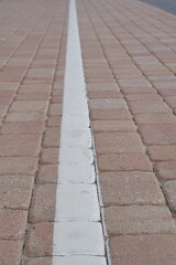 White painted markings for pedestrian and bicycle paths on the street