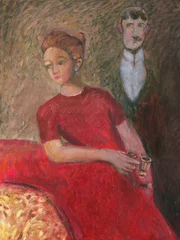 Gordijnen man and woman in theater. acrylic painting © Anna Ismagilova