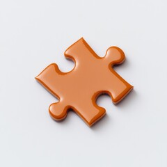 Obraz premium Single orange puzzle piece on a clean white background, symbolizing connection and problem-solving in a minimalistic style.