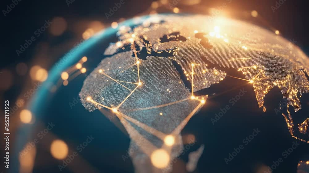 Poster A close-up view of a map of the world showing various countries and geographical features