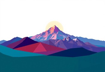 Abstract geometric mountain landscape collage; minimalist horizon panorama  Vector boho wallpaper, horizon, boho