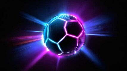 Futuristic Neon Soccer Ball Glowing Energy Burst Abstract Sports Concept Dynamic Lighting Effect Digital Art 4 K H D video Download 2025 - Powered by Adobe