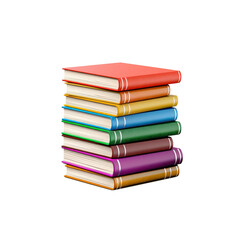 Colorful Stacked Books with Different Covers Arranged Neatly on a White Background for Educational and Creative Purposes