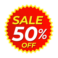 Sale 50% Off, Red Marketing Label, Big Deal Tag png