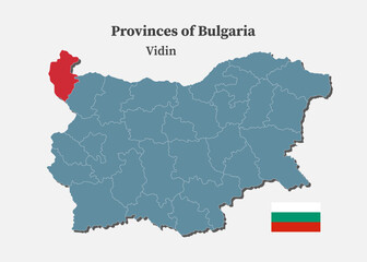 Fototapeta premium Vector map of Bulgaria - Vidin Province