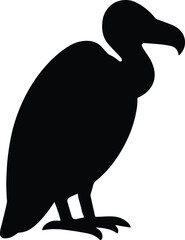 Silhouette standing vulture bird black shape Vector Illustration