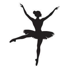 Fototapeta premiumballet dancer logo silhouette vector, ballet silhouette ballerina logo icon silhouette, ballet jumping dancer female dancer action pose black silhouette isolated on white background.