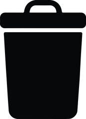 Silhouette Trash Can Waste Bin Simple Icon Vector Illustration