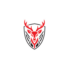 Obraz premium Deer Head Shield Emblem