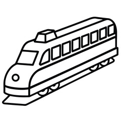 Line Art Depicts a Bullet Train, a Modern Vehicle of Transportation Design