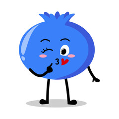 Cute Hand Drawn Flirty blueberry Blowing A Kiss