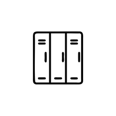 Handdrawn Line Art Gym Lockers Three Compartments Fitness Center Icon vector