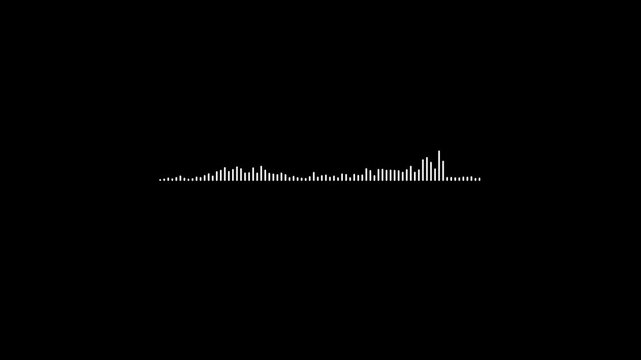 Audio wave animation isolated on black background. Sound wave audio spectrum animation with transparent background, Dynamic equalizer visual effect, Abstract sound waves, 