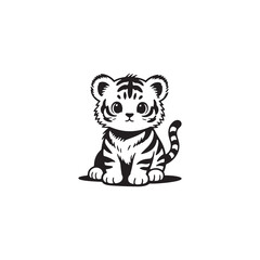 Cute Tiger Cub Silhouette