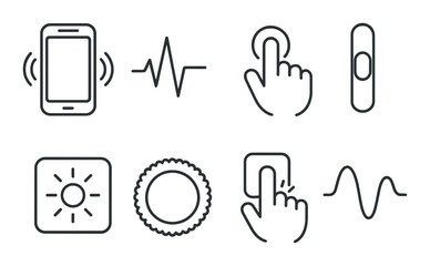 Tactile feedback icons set - outline, touch and interaction symbol collection